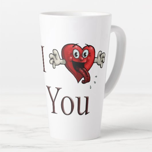 Ik hou van jou sullige hart latte mok (Rechterhoek)
