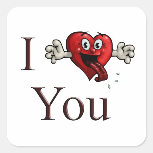 Ik hou van jou sullige hart vierkante sticker (Voorkant)