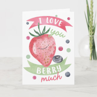 Ik Hou Van Jou Super Veel Zoete Waterverf Aardbei Kaart