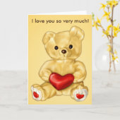 Ik hou van jou teddybeer echtgenoot Valentijnsdag Kaart (Gele Bloem)