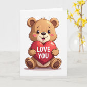 Ik Hou Van Jou Teddybeer Kaart (Gele Bloem)