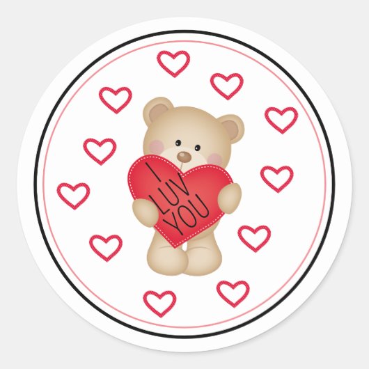 Ik HOU van JOU Teddybeer Sticker (Voorkant)