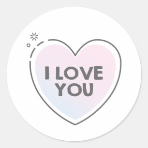 Ik hou van jou tekst in hart frame pictogram ronde sticker