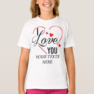 Ik hou van jou tekst met grafisch element in de vo t-shirt