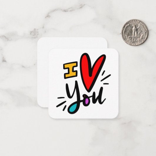 Ik hou van jou Tiny Note Cards Notitiekaartje (Voorkant / Achterkant in situ)