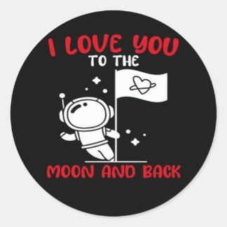 Ik hou van jou tot aan de maan en terug Speelse Va Ronde Sticker