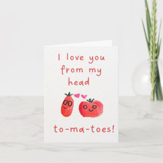Ik hou van jou tot aan de tomaat Valentijnskaart Bedankkaart
