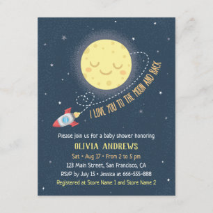 Ik hou van jou tot de maan en terug Baby Shower Kaart