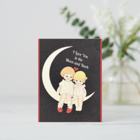 Ik hou van jou tot de maan en terug briefkaart (Staand voorkant)