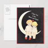 Ik hou van jou tot de maan en terug briefkaart (Voorkant / Achterkant)