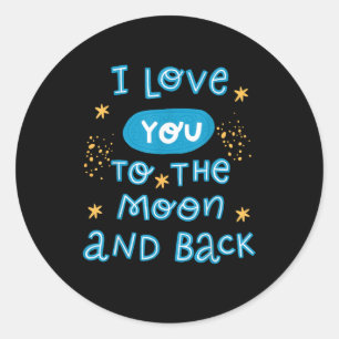 Ik hou van jou tot de maan en terug Echte stijl Ronde Sticker
