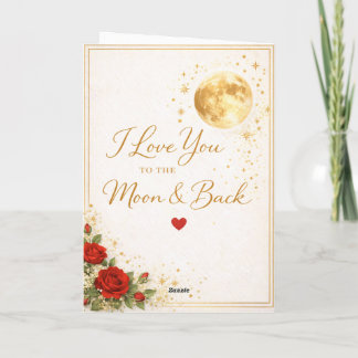 Ik hou van jou tot de maan en terug – Elegant Goud Feestdagen Kaart