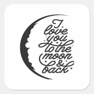 Ik hou van jou tot de maan en terug Elegant Script Vierkante Sticker