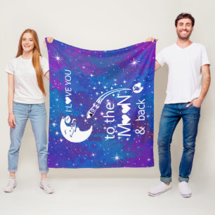 Ik hou van jou tot de maan en terug fleece deken