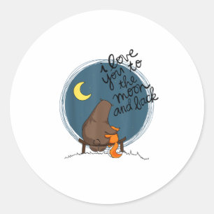 Ik hou van jou tot de maan en terug Klassieke Aant Ronde Sticker
