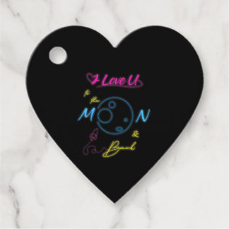 Ik hou van jou tot de maan en terug Neon lichtstij Bedankjes Labels
