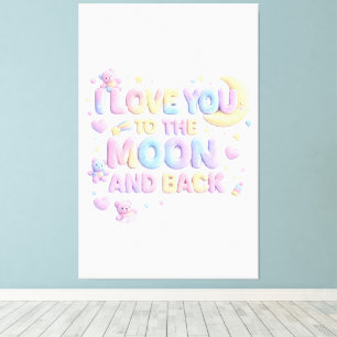 Ik hou van jou tot de maan en terug – Schattige pa Canvas Afdruk