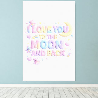 Ik hou van jou tot de maan en terug – Schattige pa Canvas Afdruk