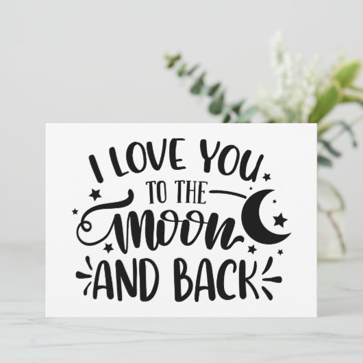 Ik hou van jou tot de maan en terug uitnodiging (Staand voorkant)