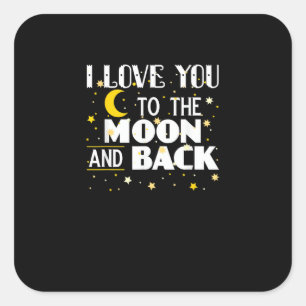 Ik hou van jou tot de maan en terug Vintage Stars Vierkante Sticker