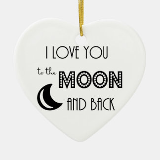ik hou van jou tot de maan en terug zwart wit keramisch ornament