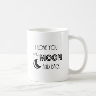 ik hou van jou tot de maan en terug zwart wit koffiemok