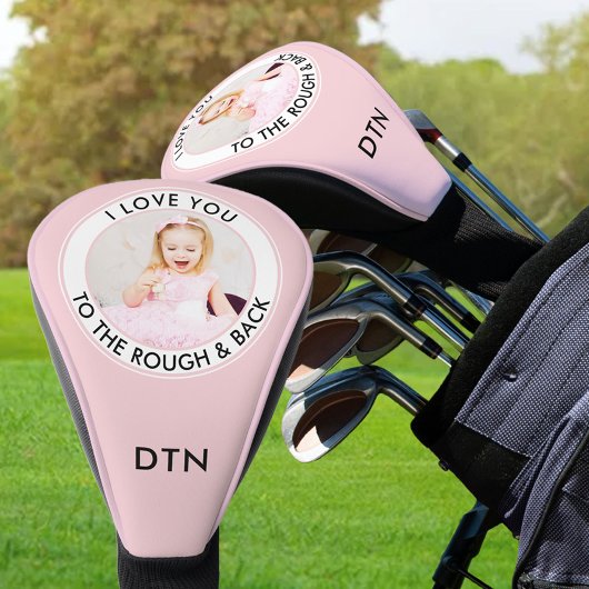 Ik hou van jou tot Rough en Back Custom Photo Pink Golfheadcover
