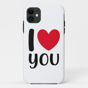Ik Hou Van Jou Typografie Hart Rood Zwart Valentij Case-Mate iPhone Case