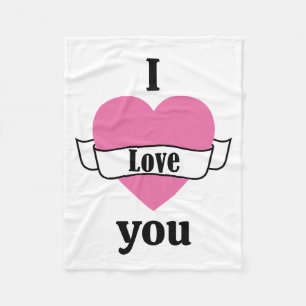 Ik Hou Van Jou Typografie Hart Roze Valentijn Fleece Deken