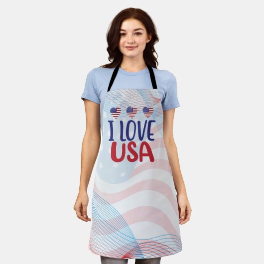 Ik Hou Van Jou USA Schort (Gedragen)