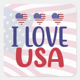 Ik Hou Van Jou USA Vierkante Sticker