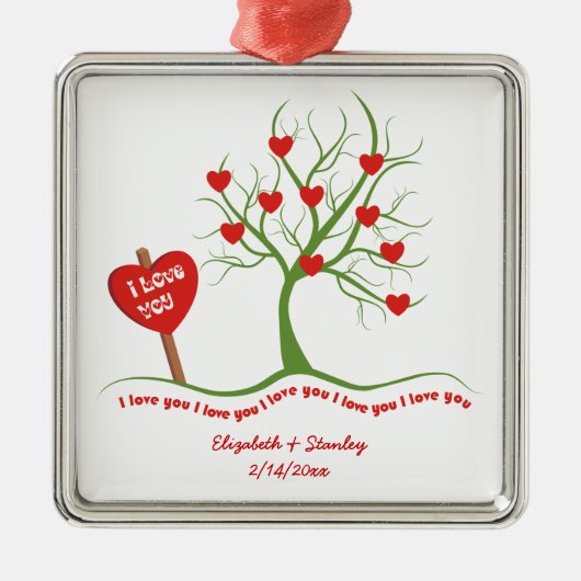 Ik hou van jou Valentijnsdag aangepaste ornament (Voorkant)