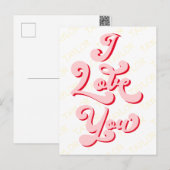 Ik hou van jou Valentijnsdag Beker Retro Licht Roz Briefkaart (Voorkant / Achterkant)