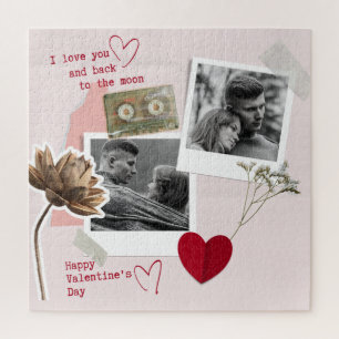 Ik hou van jou valentijnsdag zwart-wit koppel foto legpuzzel