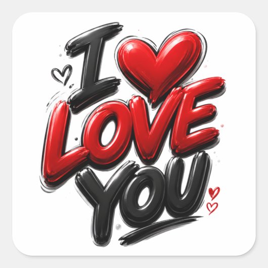 Ik Hou Van Jou Vierkante Sticker (Voorkant)