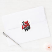 Ik Hou Van Jou Vierkante Sticker (Envelop)