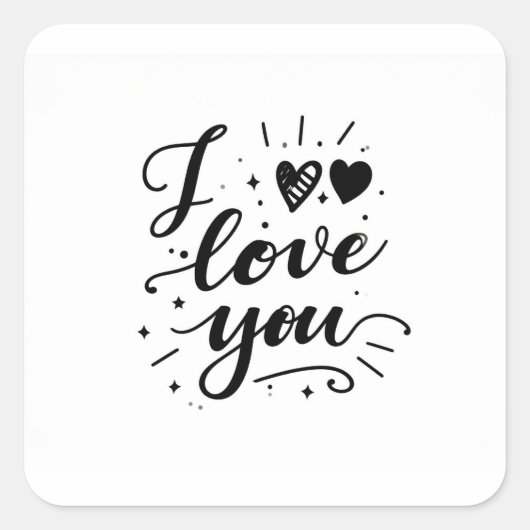 ik hou van jou vierkante sticker (Voorkant)