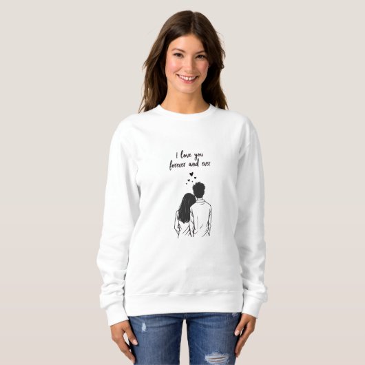 Ik Hou Van Jou Voor Altijd Lijn Kunst Sweatshirt (Voorkant volledig)