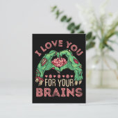 Ik hou van jou voor je hersenen Zombie Valentijnsd Feestdagenkaart (Staand voorkant)