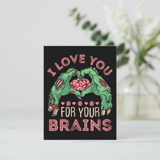 Ik hou van jou voor je hersenen Zombie Valentijnsd Feestdagenkaart (Staand voorkant)