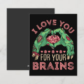 Ik hou van jou voor je hersenen Zombie Valentijnsd Feestdagenkaart (Voorkant / Achterkant)