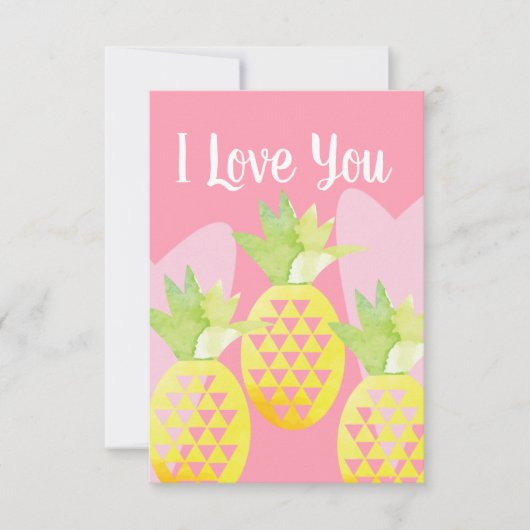 Ik Hou Van Jou Waterverf Ananas Kaarten (Voorkant)