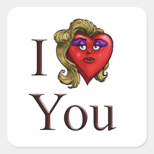 Ik Hou Van Jou Zij Hart Vierkante Sticker (Voorkant)