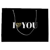 Ik hou van jou, zwart wit goudhart modern groot cadeauzakje (Achterkant)