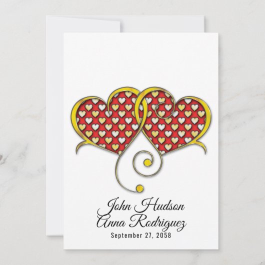 Ik hou van jouw design met gouden harten aankondiging (Achterkant)