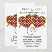 Ik hou van jouw design met gouden harten aankondiging (Voorkant / Achterkant)