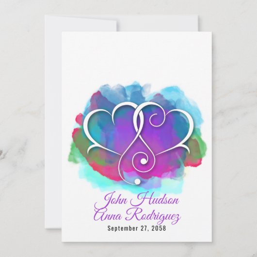 Ik hou van jouw design met gouden harten aankondiging (Achterkant)