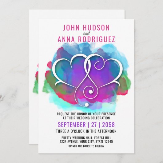 Ik hou van jouw design met gouden harten aankondiging (Voorkant / Achterkant)