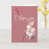 Ik hou van jouw knuffelkonijn Valentijnsdag Kaart (Gele Bloem)