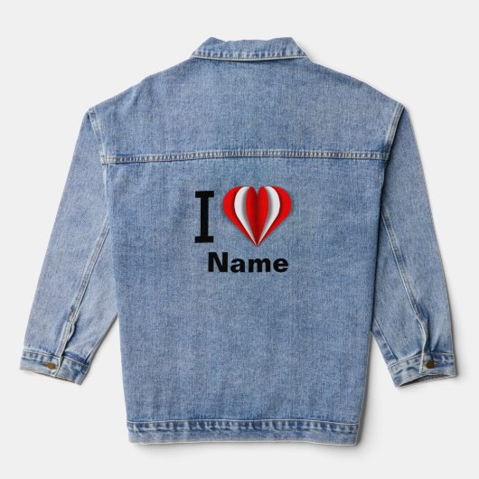 "Ik hou van [Jouw naam]" Hart Denim Jacket (Achterkant)